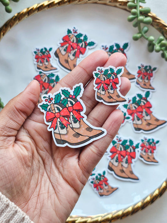 Christmas Cowgirl Boots Sticker