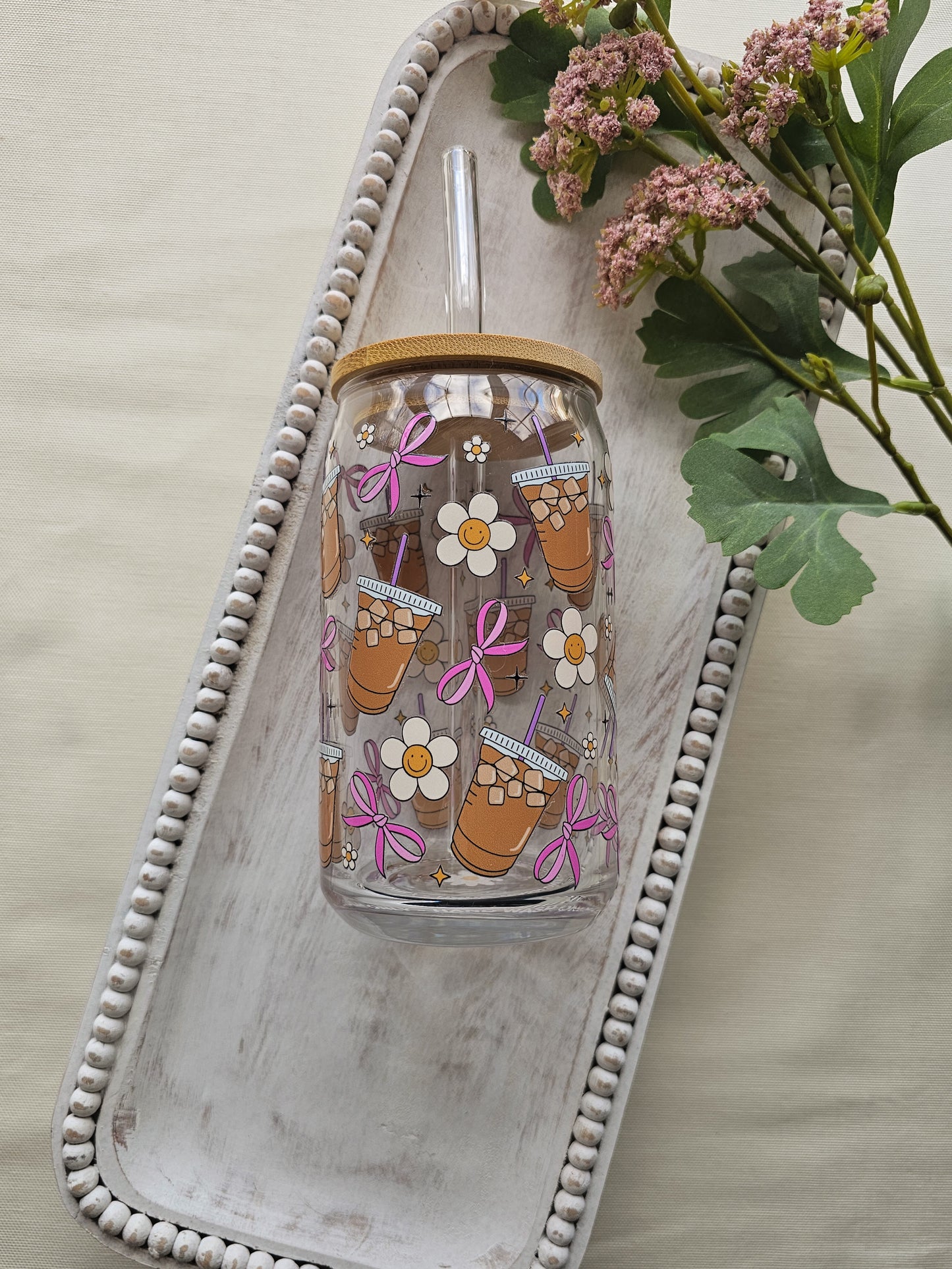Morning in Bloom Glass Coffee Cup