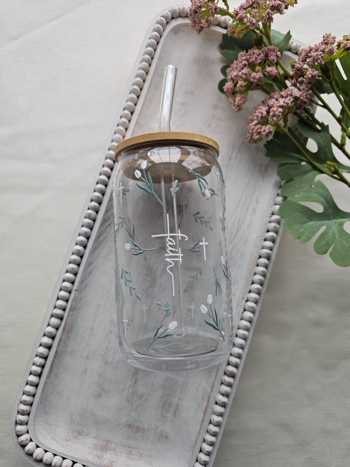 Rooted in Faith Glass Coffee Cup