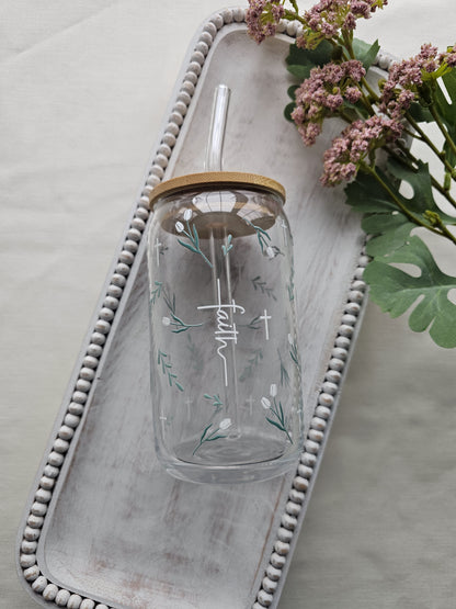 Rooted in Faith Glass Coffee Cup