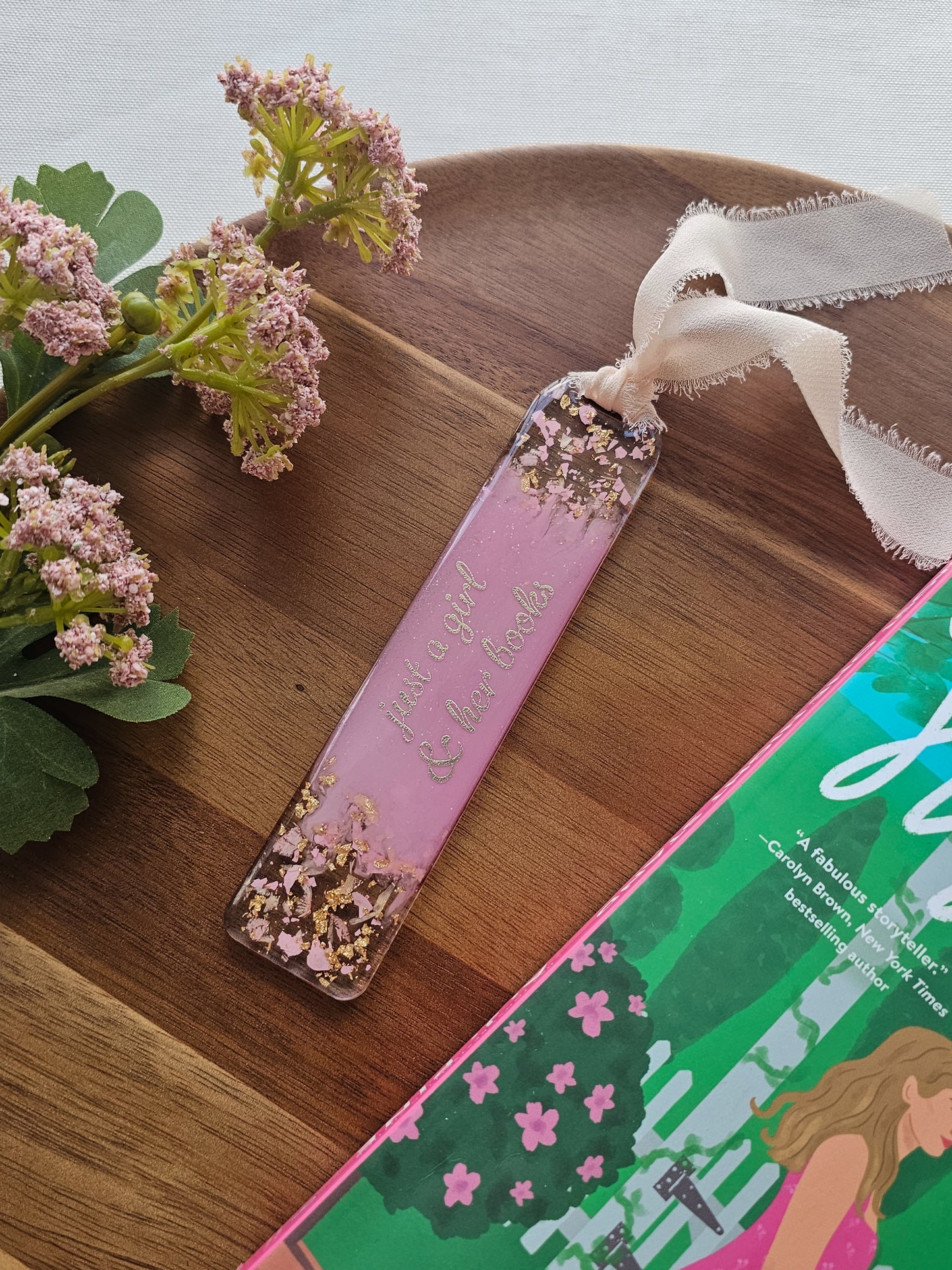 Pink Prose Resin Bookmark
