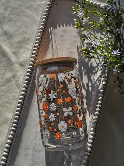 Orange Blossom Glass Coffee Cup