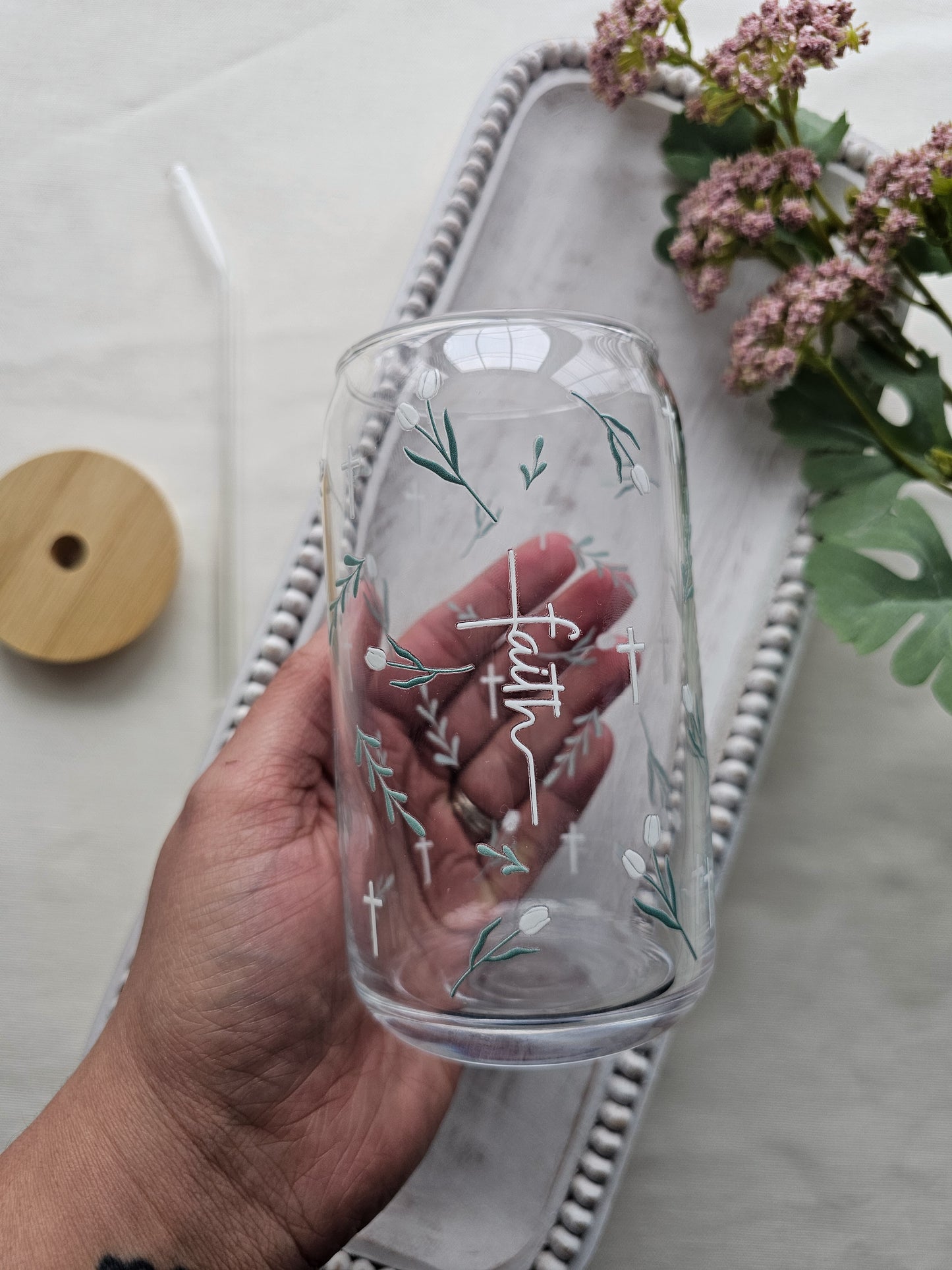 Rooted in Faith Glass Coffee Cup