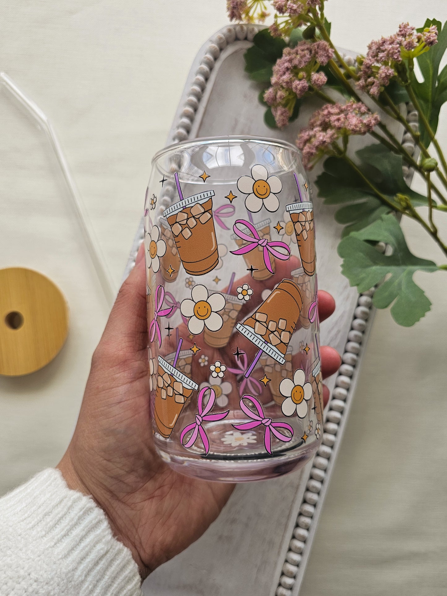 Morning in Bloom Glass Coffee Cup