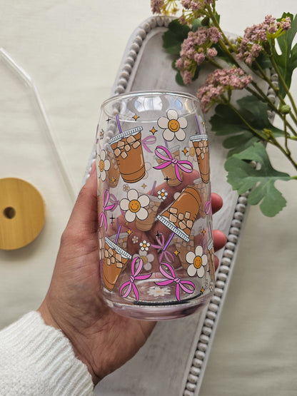 Morning in Bloom Glass Coffee Cup