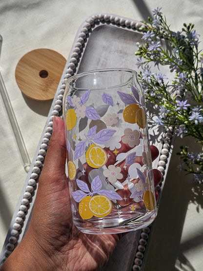 Lemon Blossoms Glass Coffee Cup